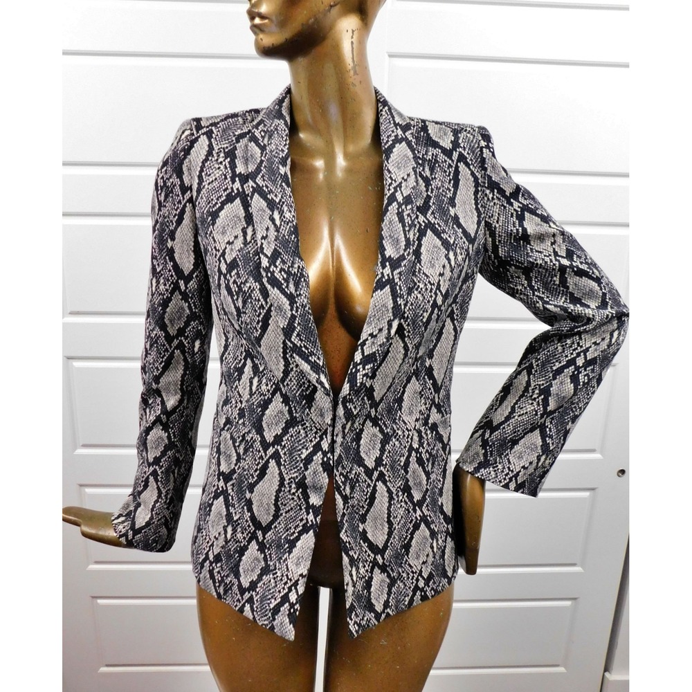 Alice and Olivia Women's Snake‎ Print Black Gray Blazer $440rt sz 10 NWT